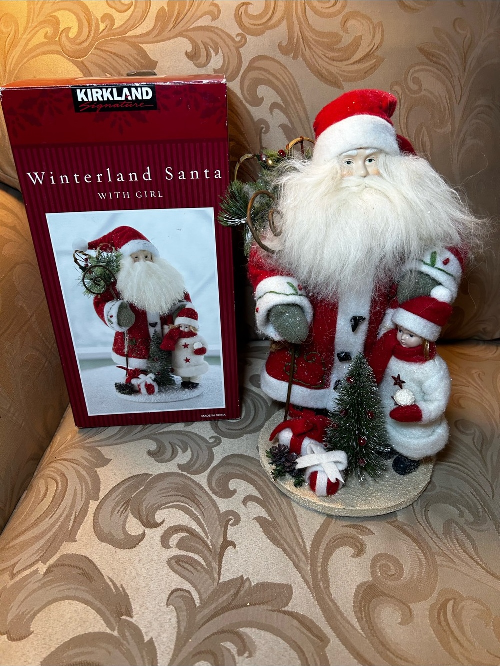 Kirkland Signature Winterland Santa Girl Display Holiday Home Decor Christmas
